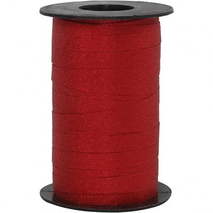 Presentband, röd, B: 10 mm, glitter, 100 m/ 1 rulle.