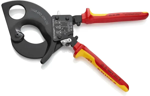 Knipex Kabelsax (Ratchetfunktion) svart lackerad, VDE-godkänd 280 mm