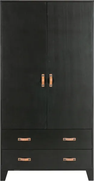 Dian, garderob, svart, H180x40x94 cm, furu