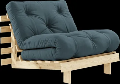 Karup Design Roots bäddsoffa med madrass 90x200 757 Petrol Blue/Furu