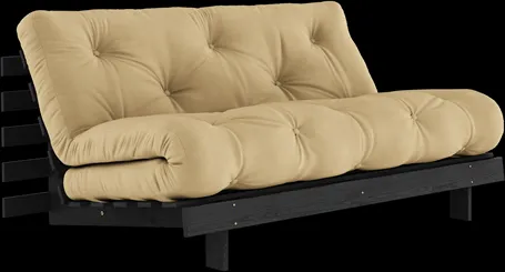 Karup Design Roots bäddsoffa med Roots madrass 160x200 Wheat Beige/Svart lackerad